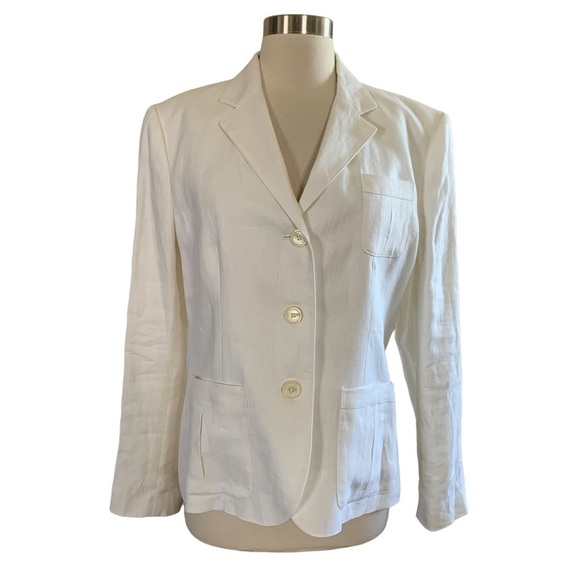 Lauren Ralph Lauren 100% Linen White Blazer New With Tags Size 14 - Picture 14 of 14